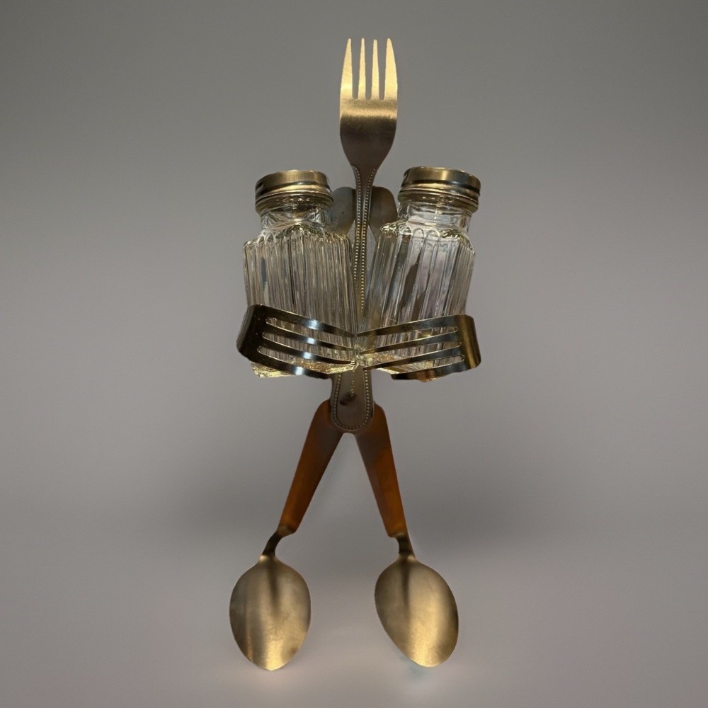 Forked Up Art Stainless Steel Figure Fork Spoon Sculpture Salt/Pepper Shaker Inc